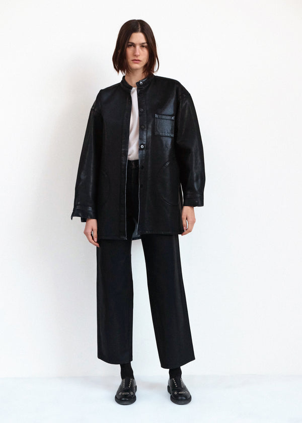 Band Collar Okuda Jacket - Black Lacquer
