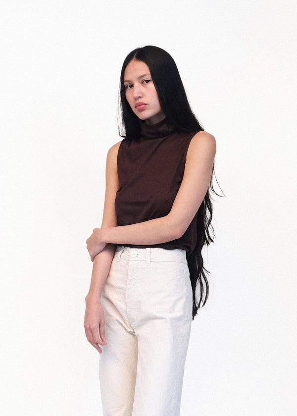 Sleeveless Turtleneck - Raisin