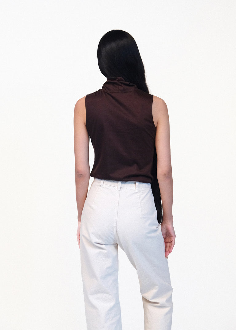 Sleeveless Turtleneck - Raisin - Jesse Kamm