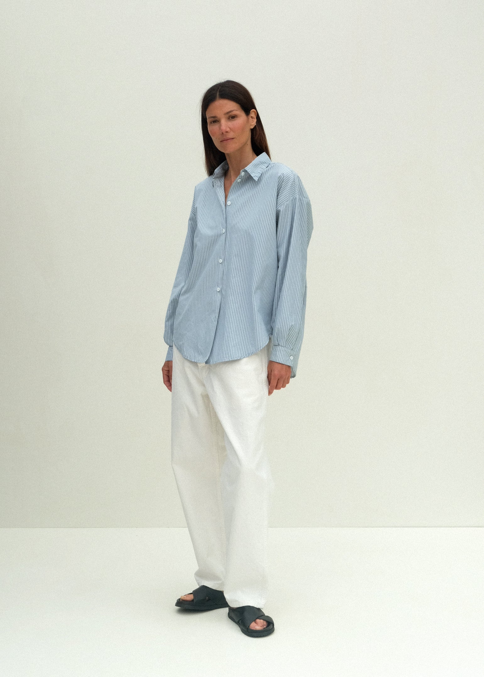 Alberta Shirt - Fog Stripe - Jesse Kamm