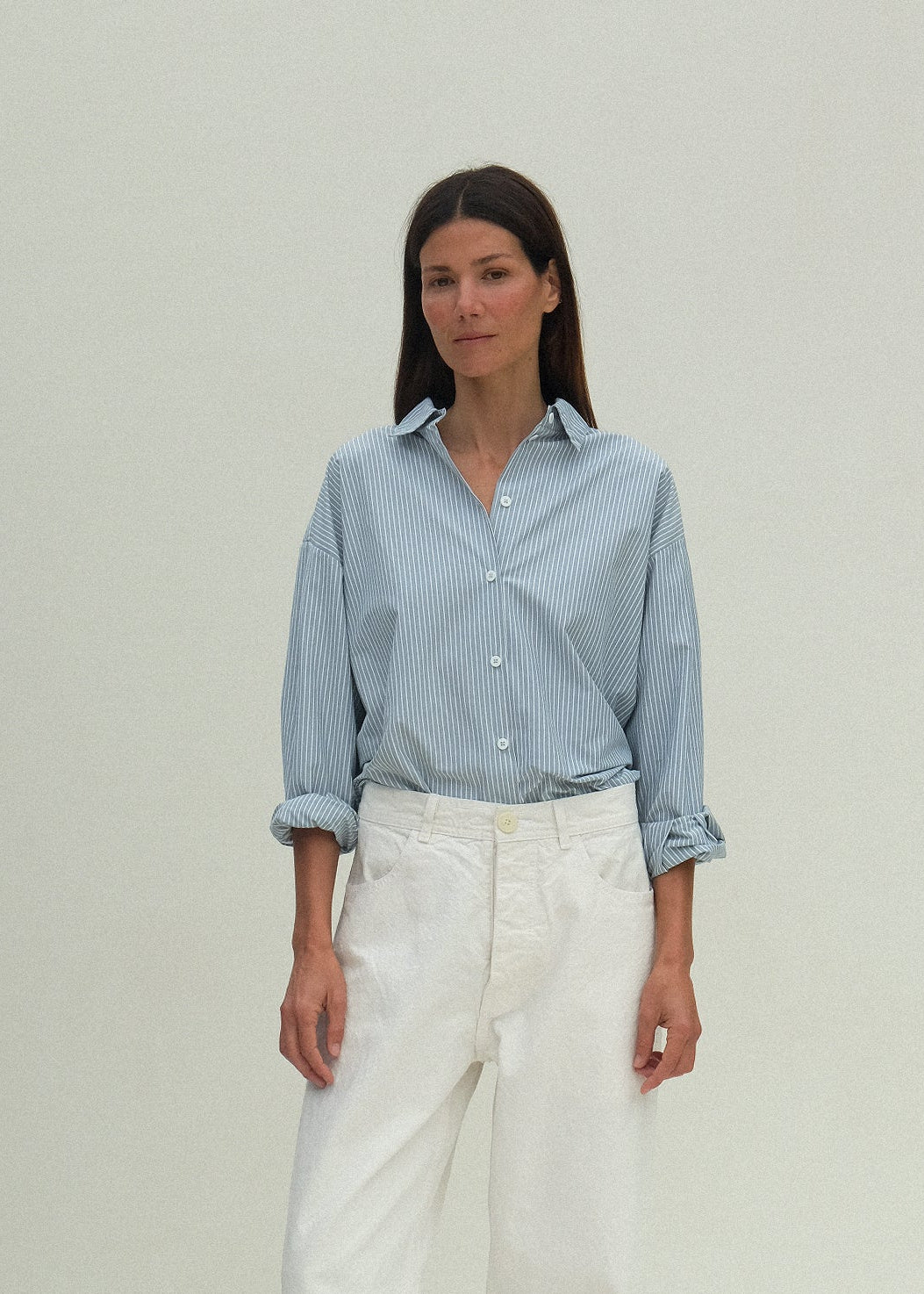 Alberta Shirt - Fog Stripe - Jesse Kamm