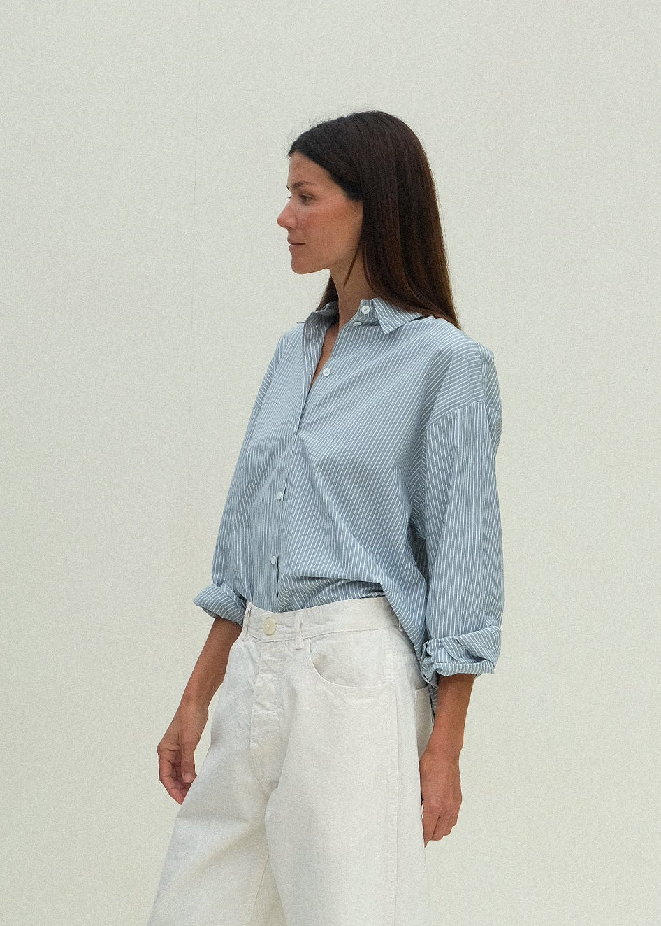 Alberta Shirt - Fog Stripe - Jesse Kamm