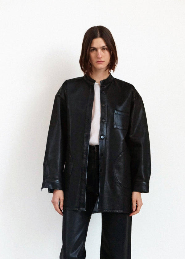 Band Collar Okuda Jacket - Black Lacquer