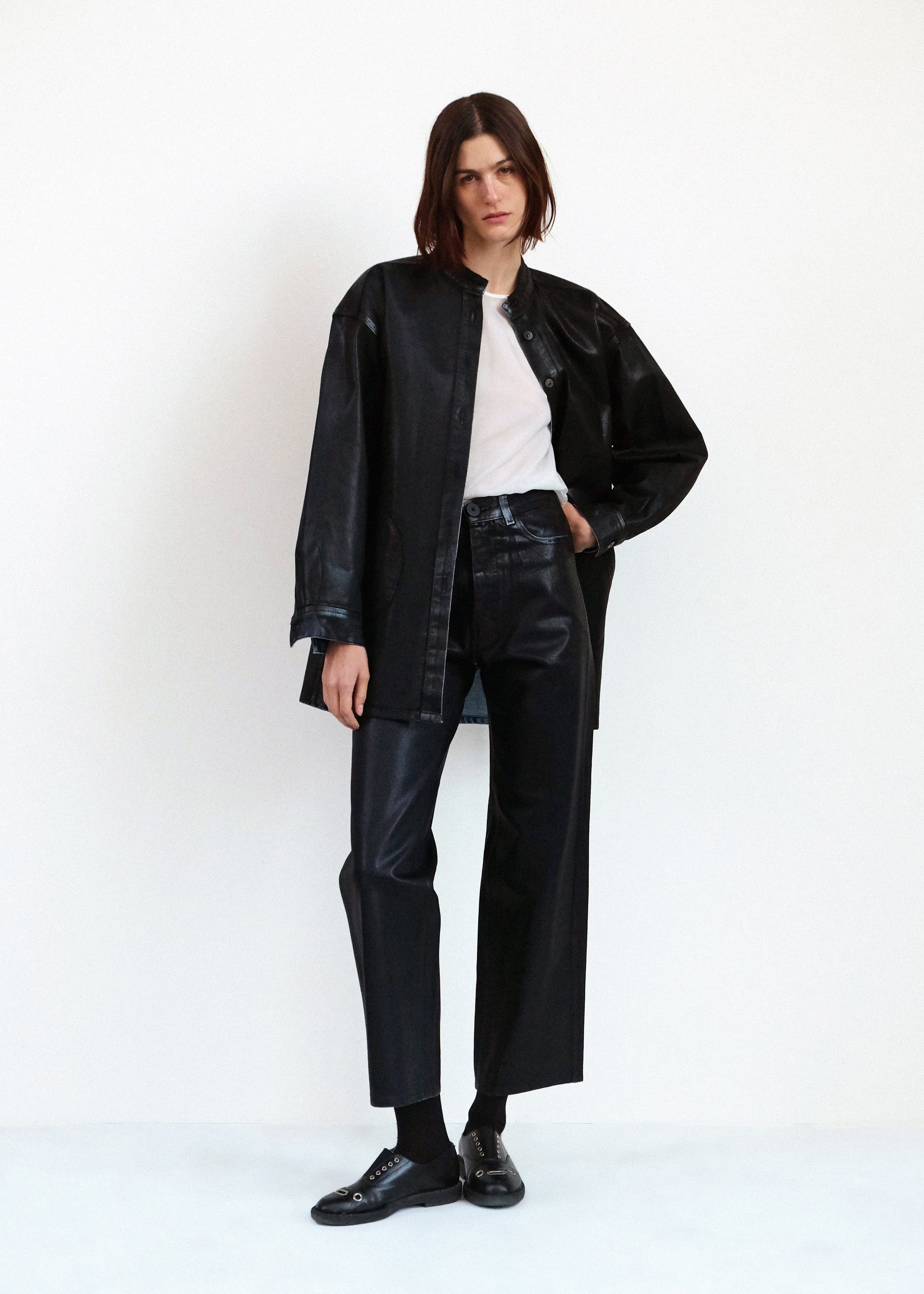 Band Collar Okuda Jacket - Black Lacquer - Jesse Kamm