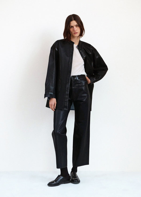 Band Collar Okuda Jacket - Black Lacquer