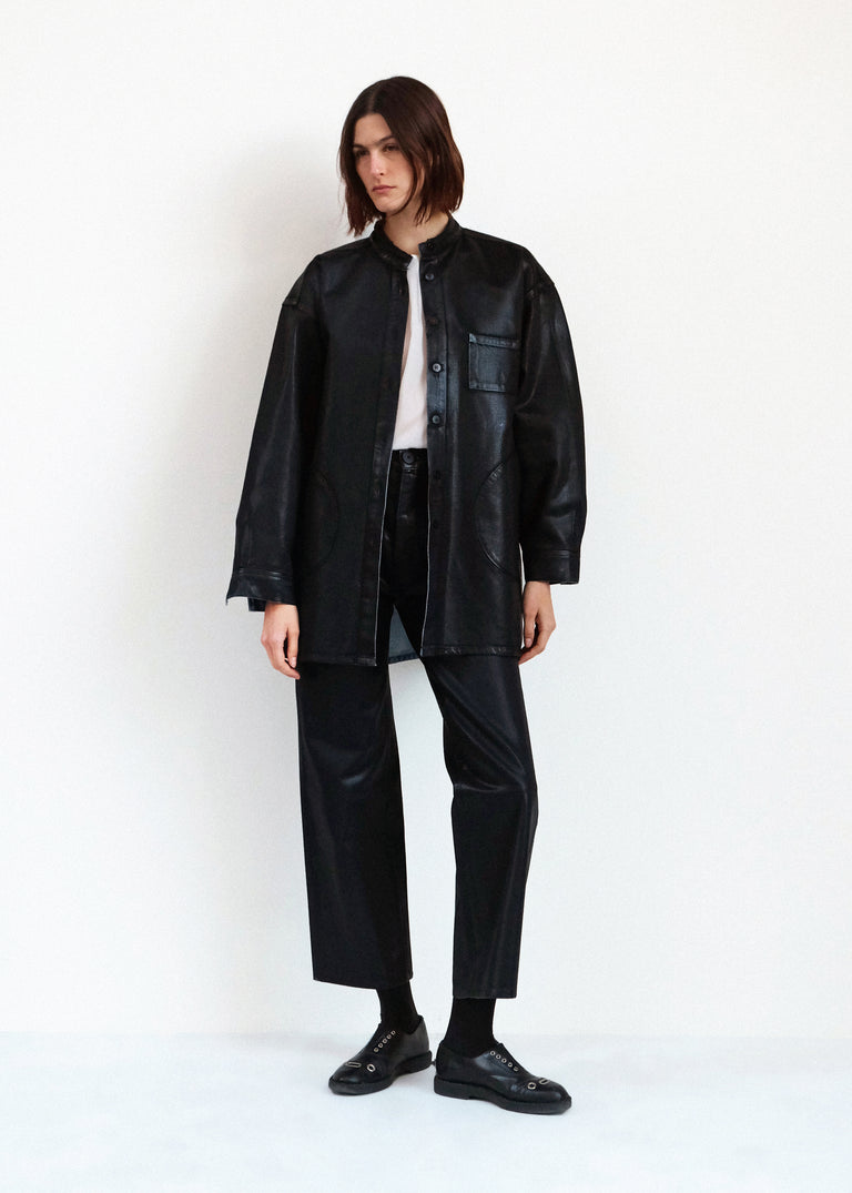 Band Collar Okuda Jacket - Black Lacquer - Jesse Kamm