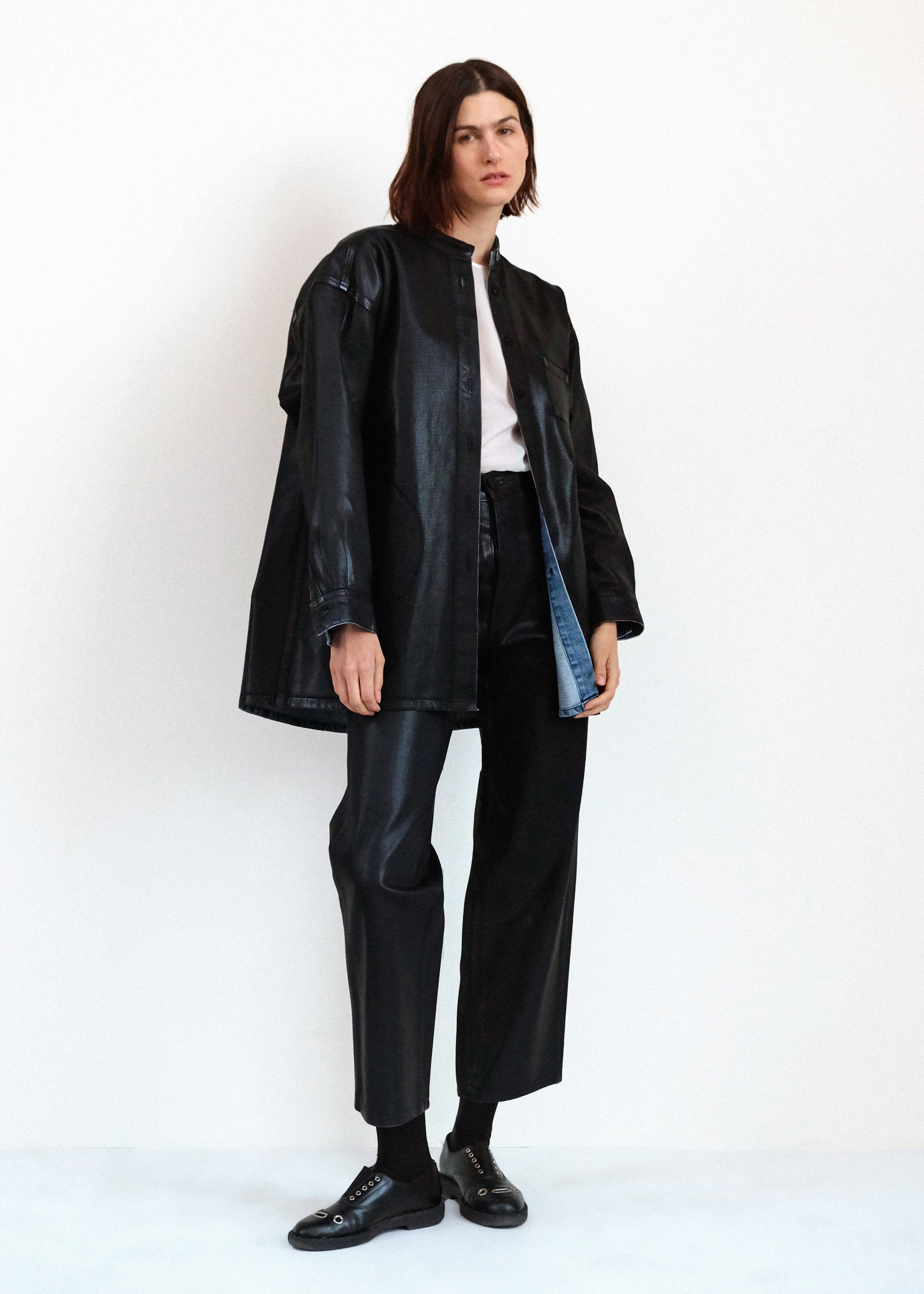 Band Collar Okuda Jacket - Black Lacquer - Jesse Kamm