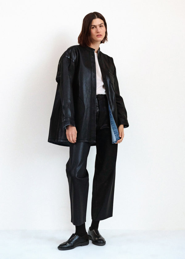Band Collar Okuda Jacket - Black Lacquer