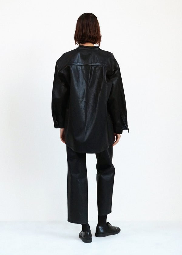 Band Collar Okuda Jacket - Black Lacquer