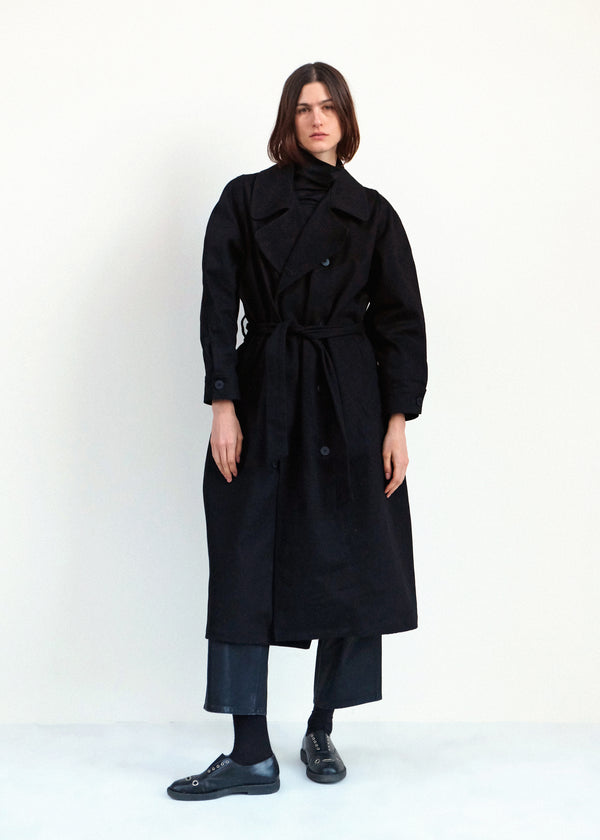 Car Coat - Black Japanese Denim
