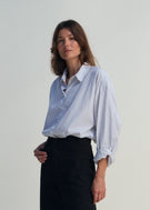 Alberta Shirt - White w/ Black Pinstripe - Jesse Kamm