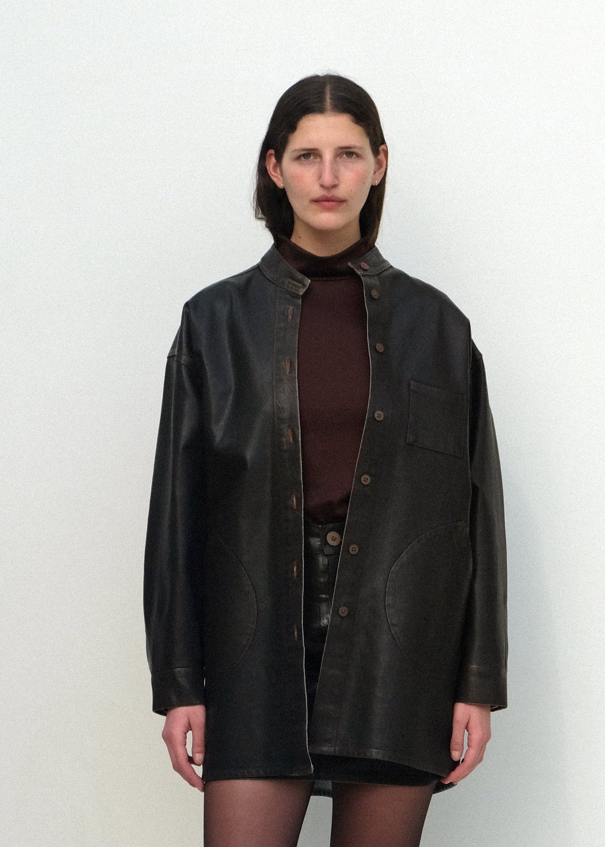 Band-Collar Okuda Jacket - Brown Lacquer - Jesse Kamm