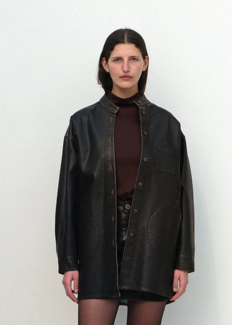 Band-Collar Okuda Jacket - Brown Lacquer - Jesse Kamm
