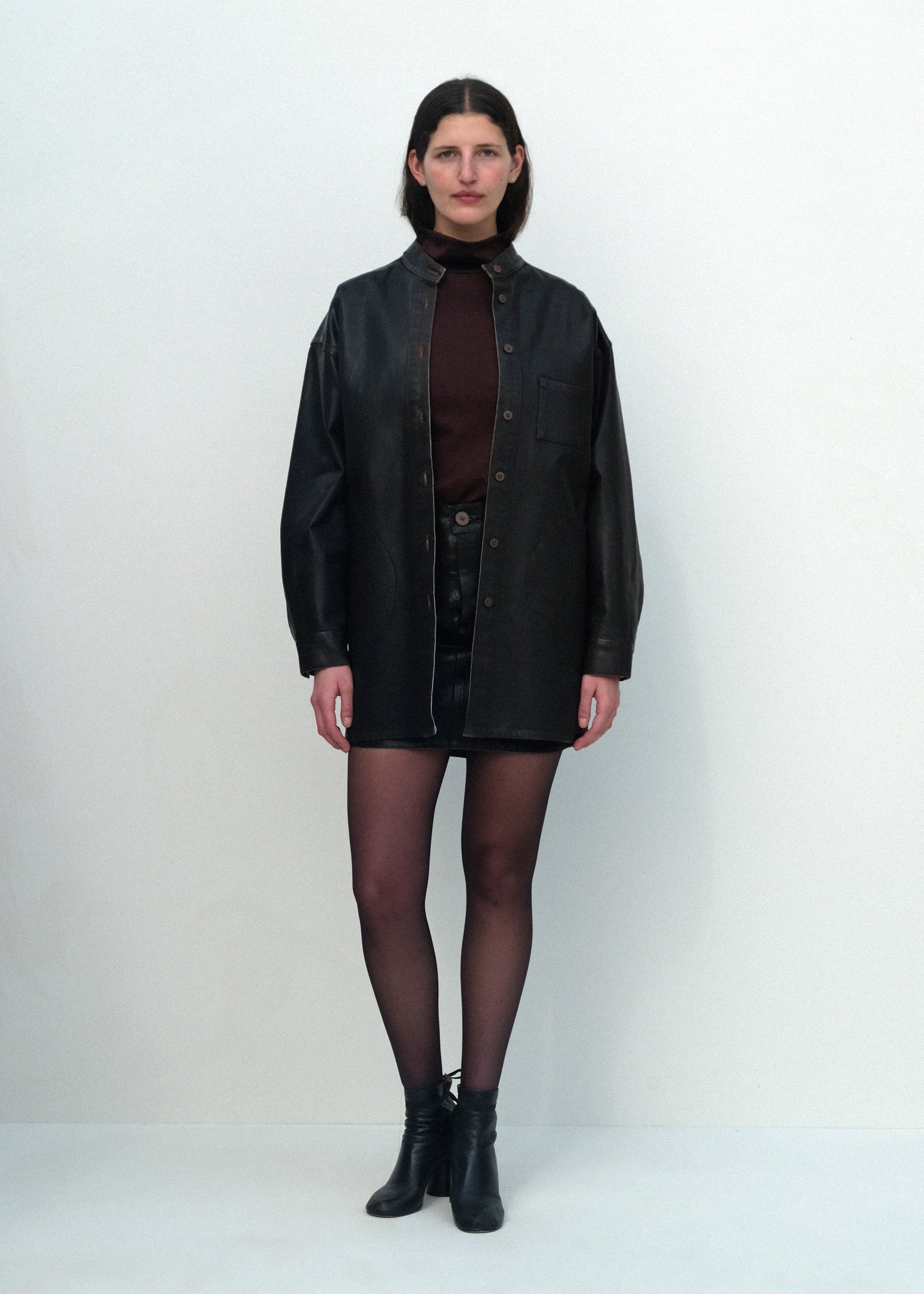 Band-Collar Okuda Jacket - Brown Lacquer - Jesse Kamm