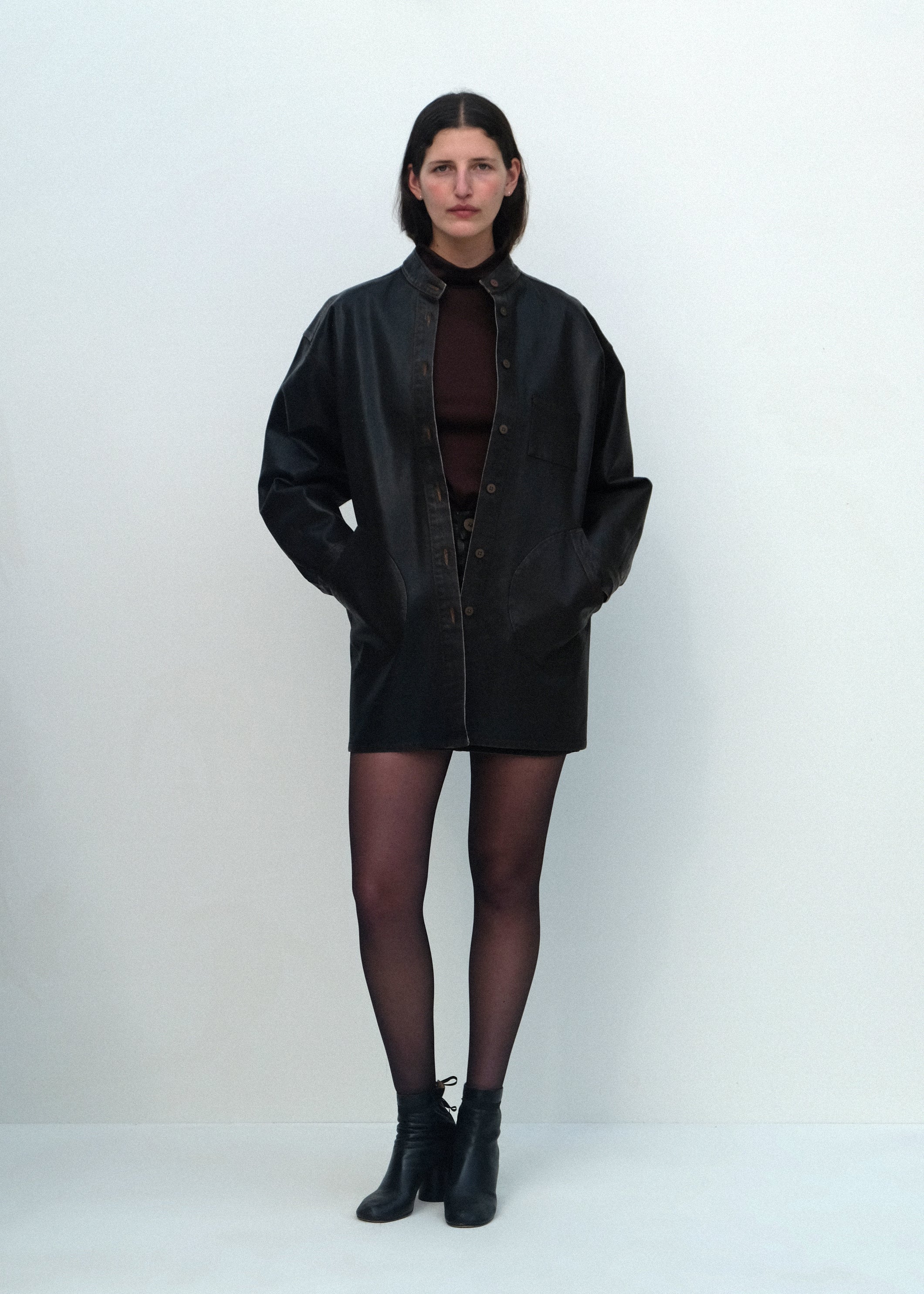 Band-Collar Okuda Jacket - Brown Lacquer - Jesse Kamm