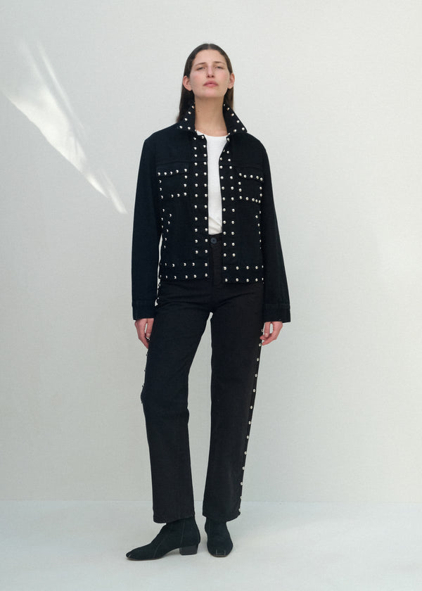 225's - Black Studded Denim
