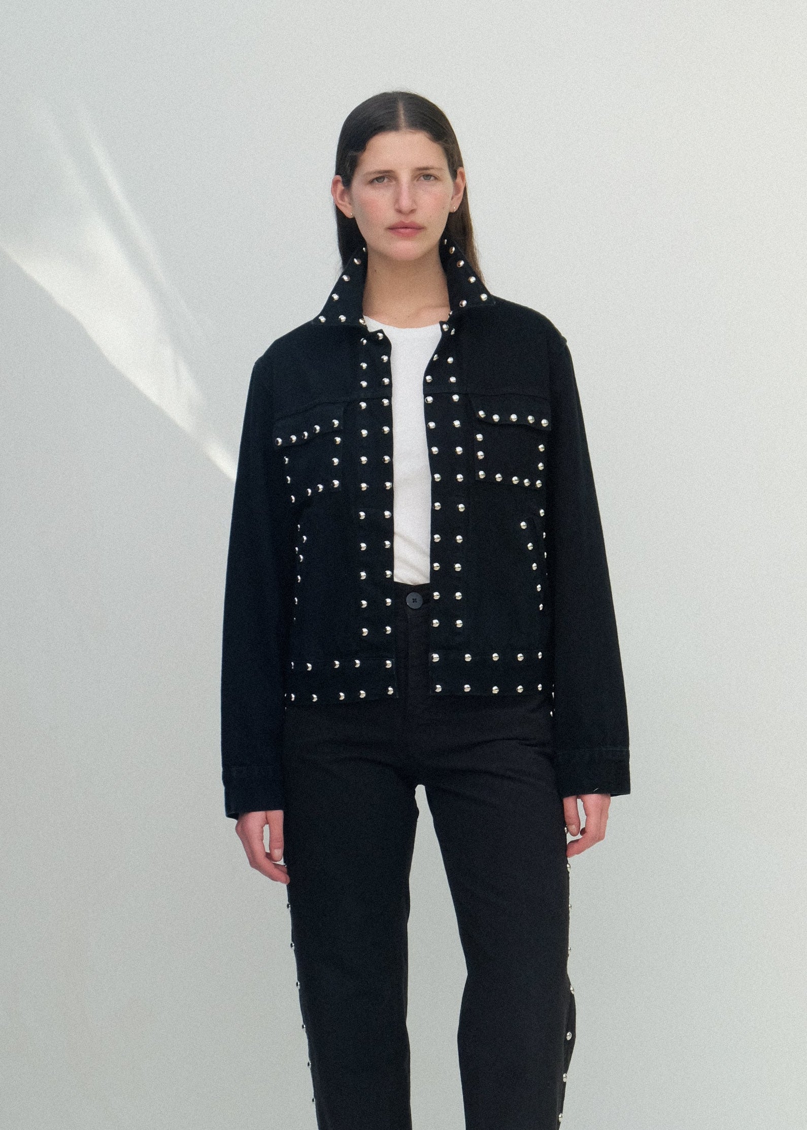 The Studded Ranch Jacket - Black Studded Denim - Jesse Kamm