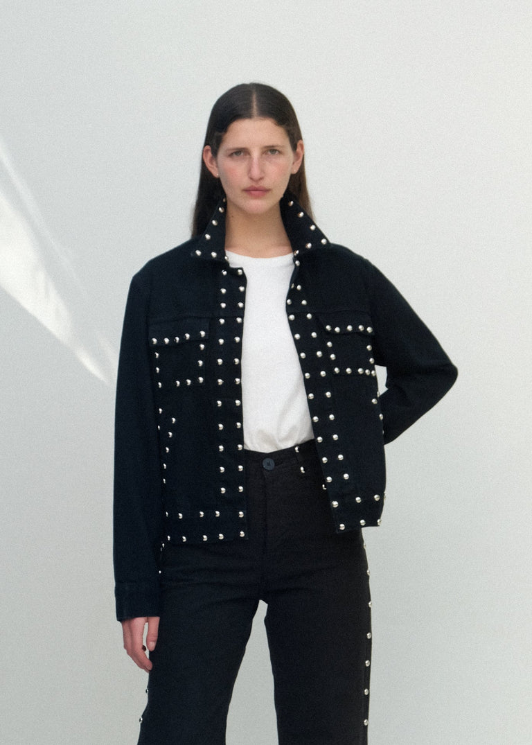 The Studded Ranch Jacket - Black Studded Denim - Jesse Kamm