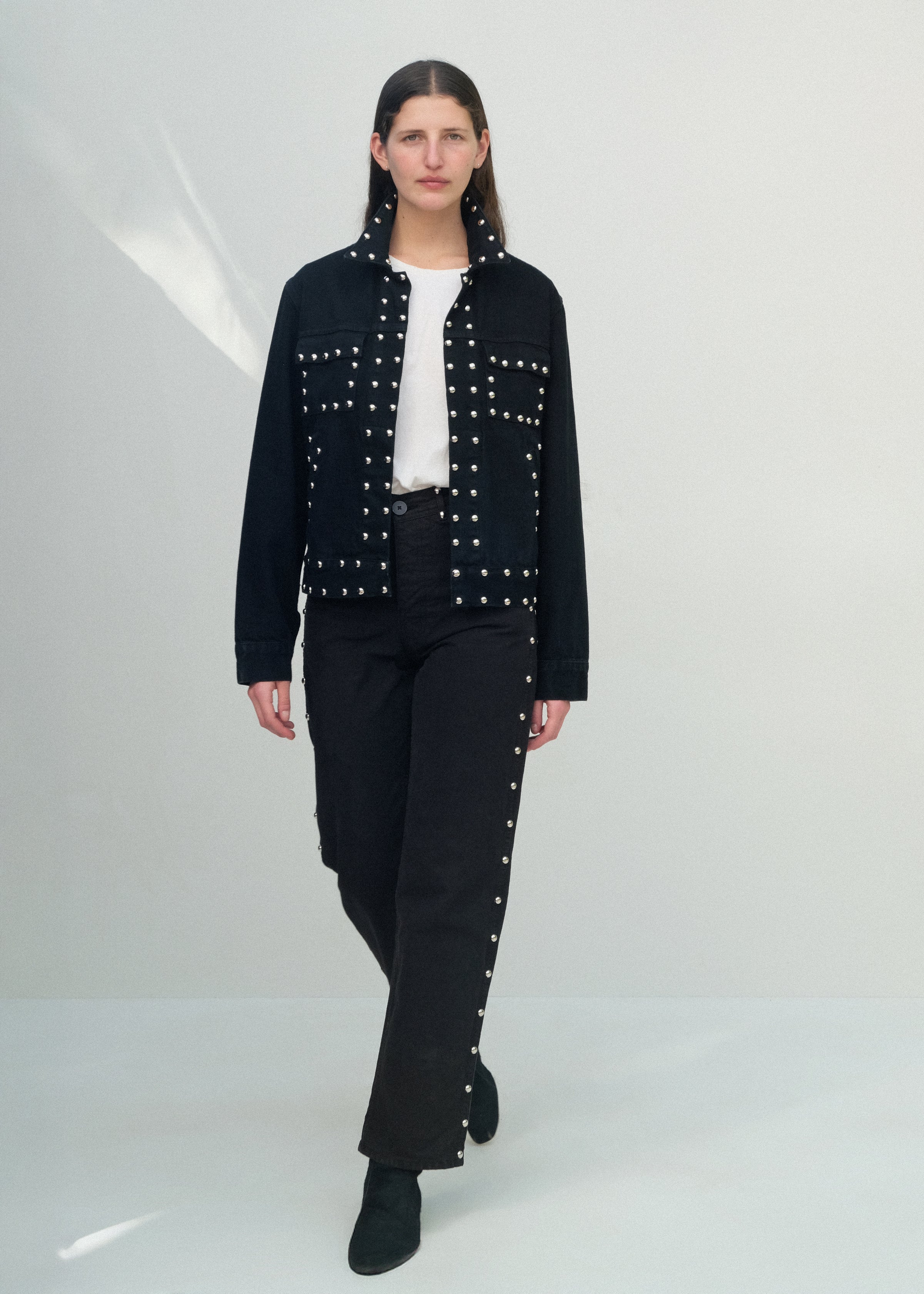 The Studded Ranch Jacket - Black Studded Denim - Jesse Kamm