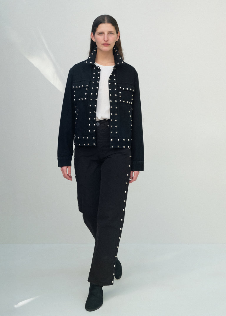 The Studded Ranch Jacket - Black Studded Denim - Jesse Kamm