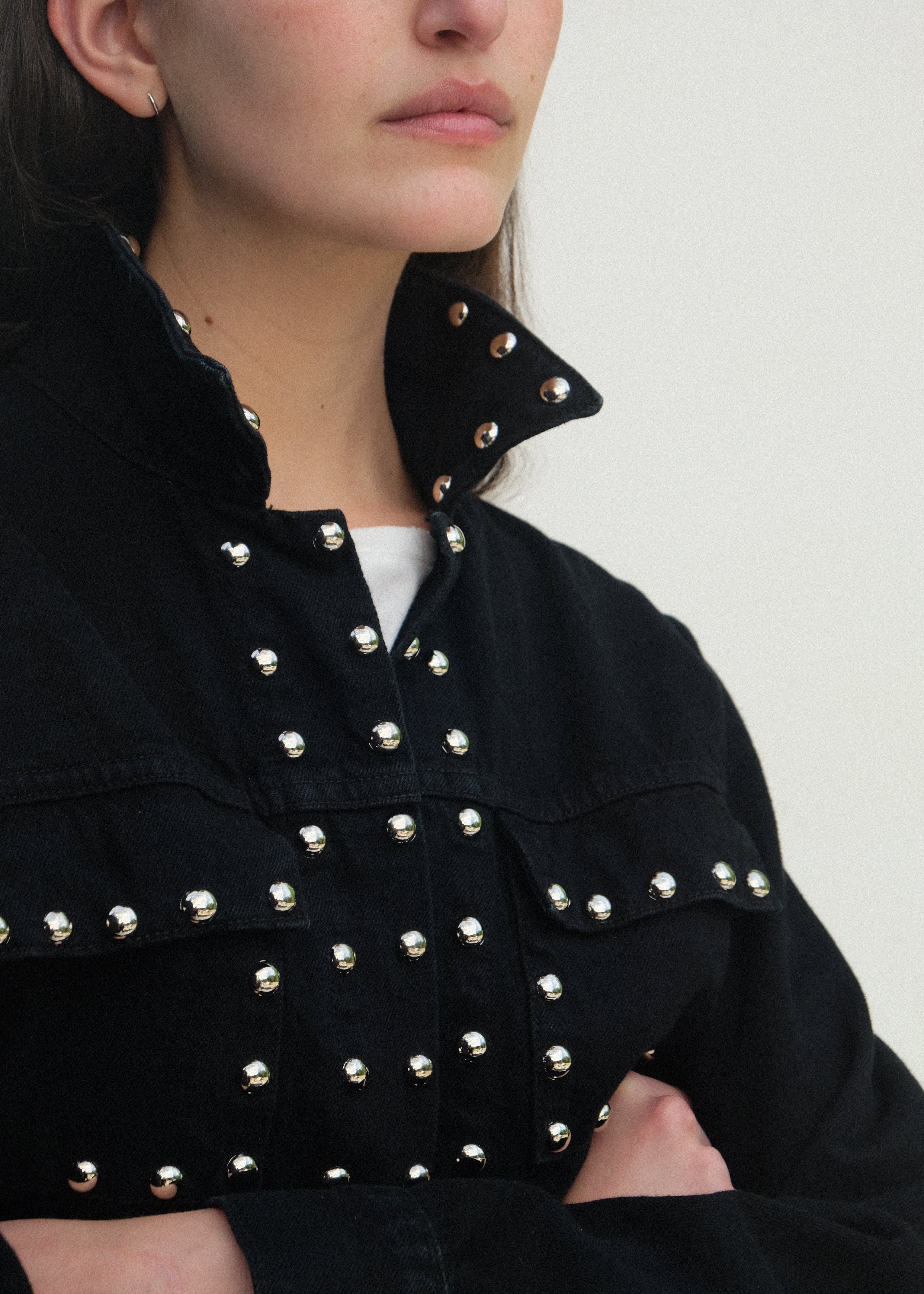 The Studded Ranch Jacket - Black Studded Denim - Jesse Kamm