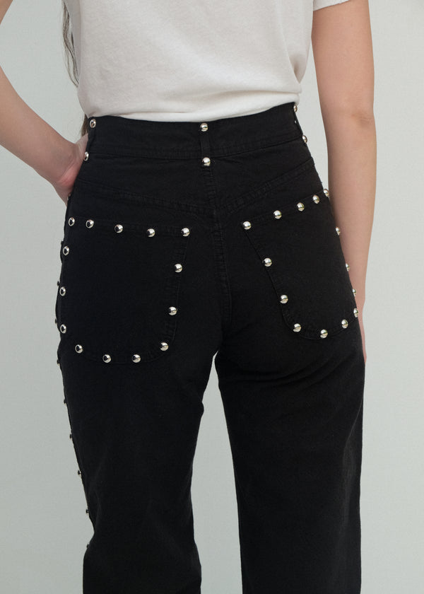 225's - Black Studded Denim