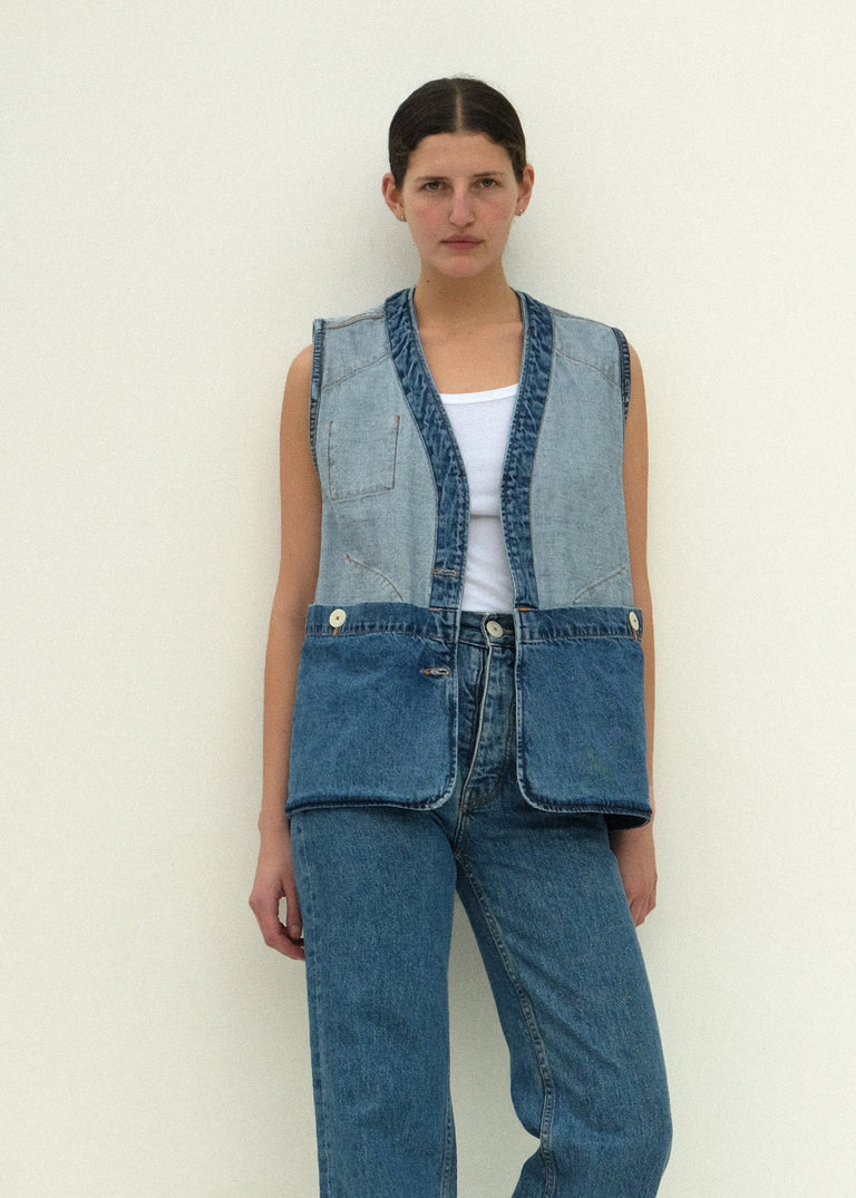Reversible Director's Vest - Cowboy Blue Denim - Jesse Kamm