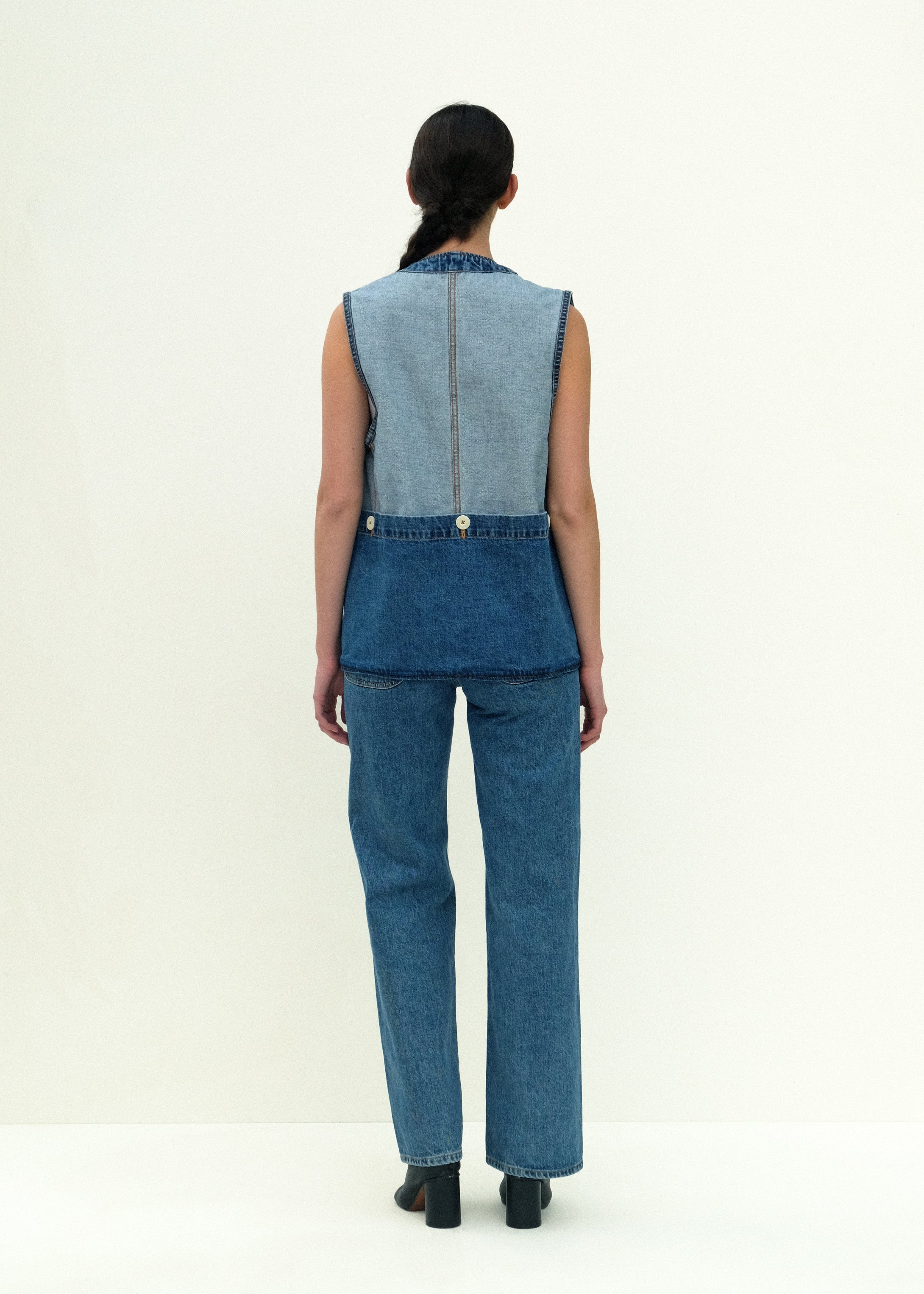 Reversible Director's Vest - Cowboy Blue Denim - Jesse Kamm