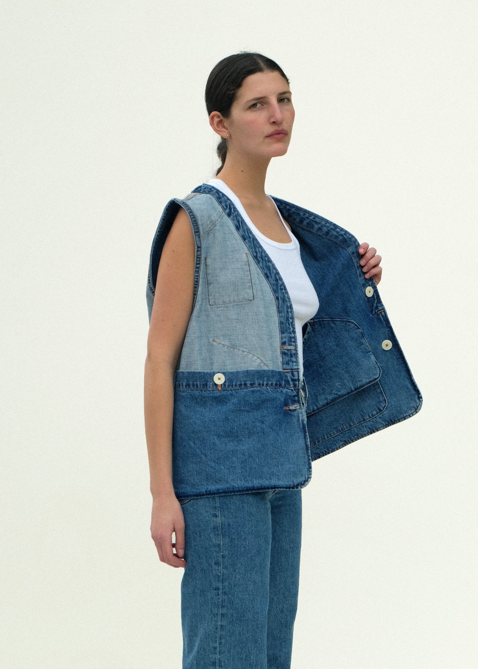 Reversible Director's Vest - Cowboy Blue Denim - Jesse Kamm