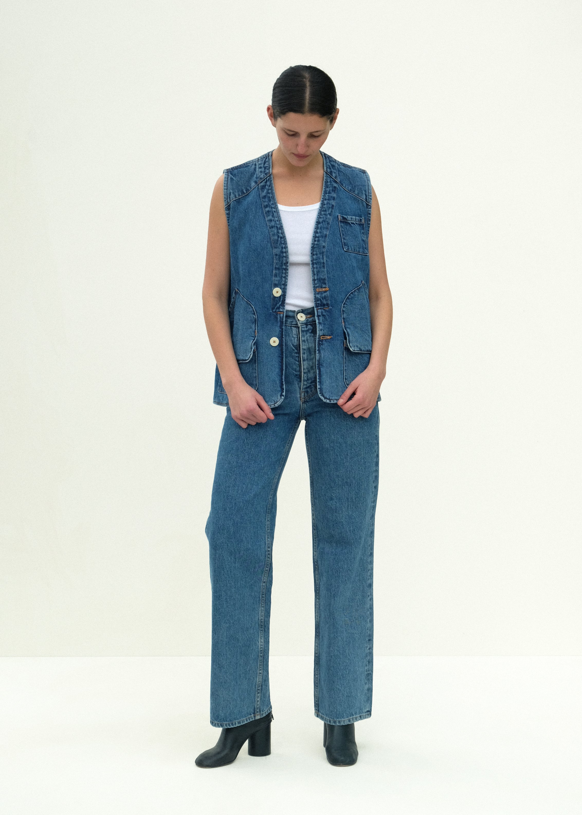 Reversible Director's Vest - Cowboy Blue Denim - Jesse Kamm