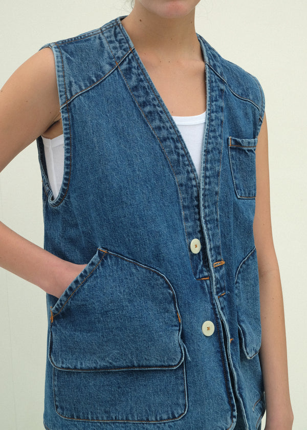 Reversible Director's Vest - Cowboy Blue Denim