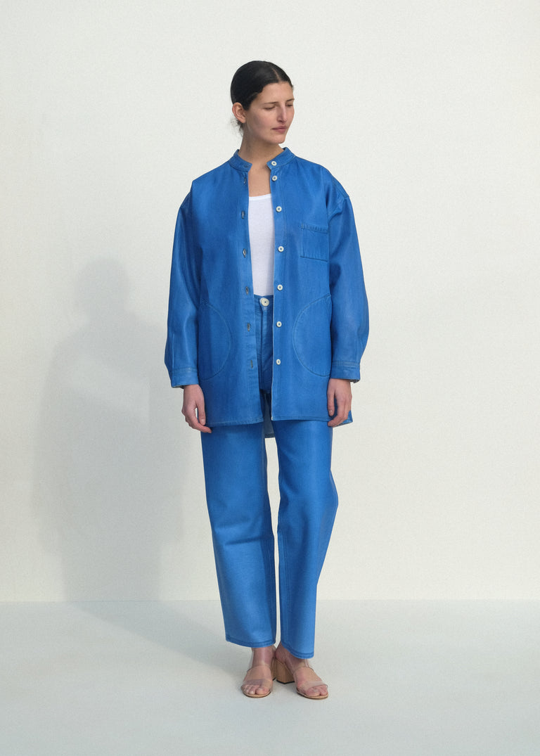 Band Collar Okuda Jacket - Electric Blue Lacquer - Jesse Kamm