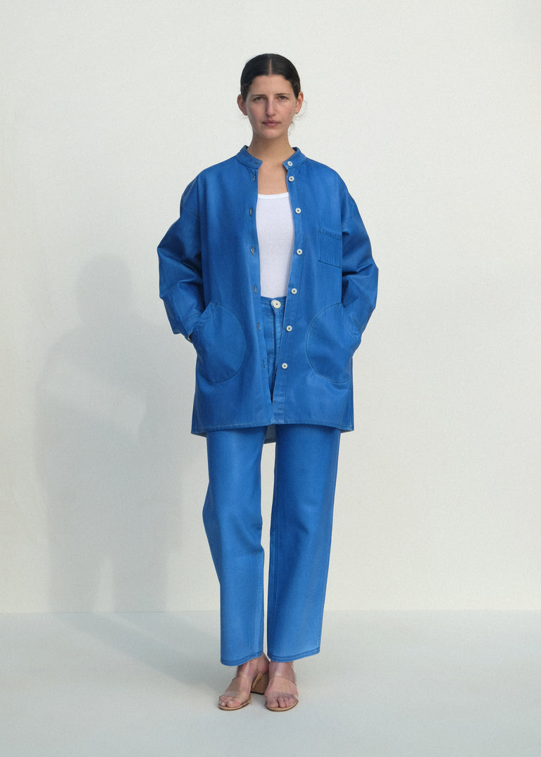 Band Collar Okuda Jacket - Electric Blue Lacquer - Jesse Kamm