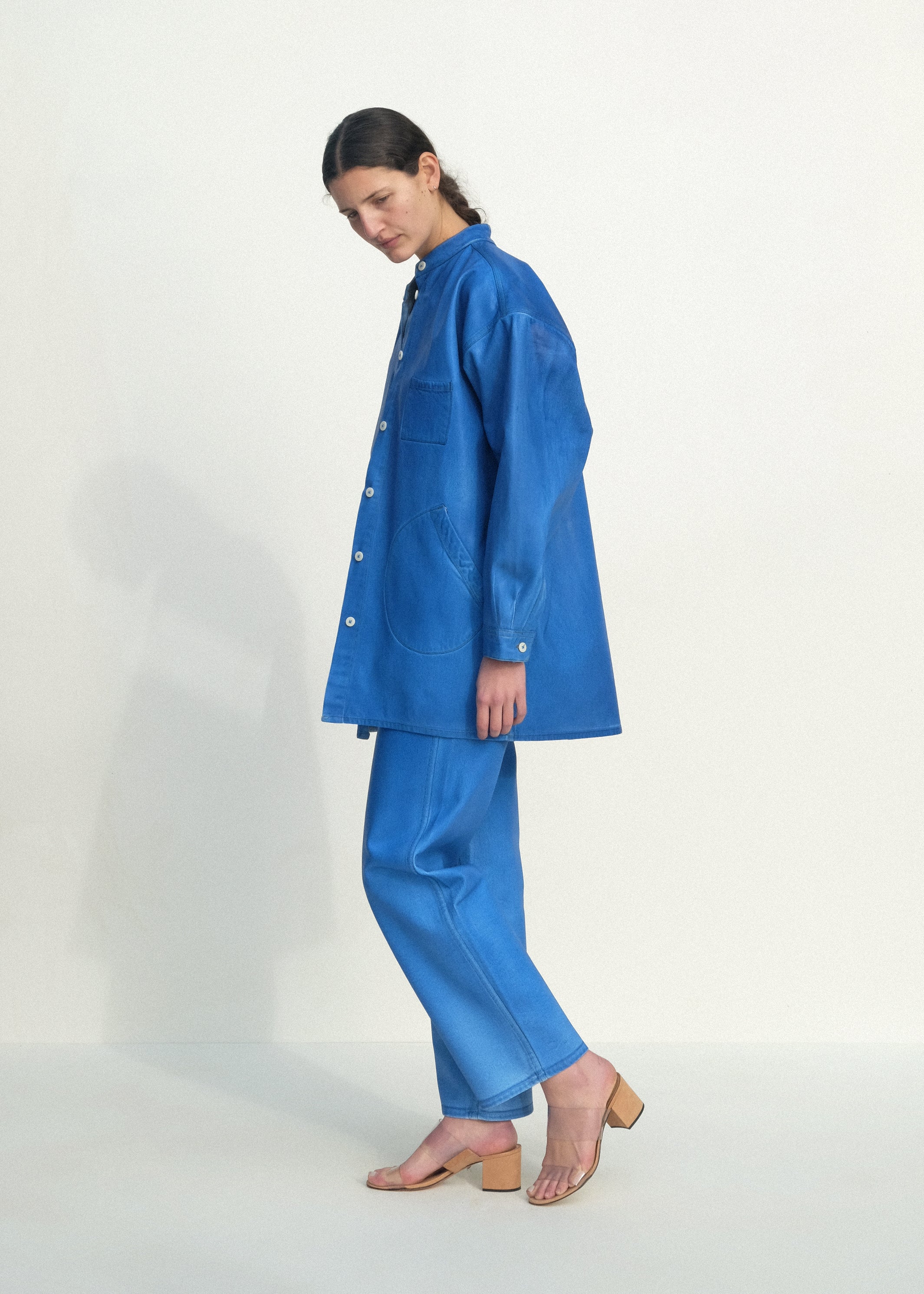 Band Collar Okuda Jacket - Electric Blue Lacquer - Jesse Kamm