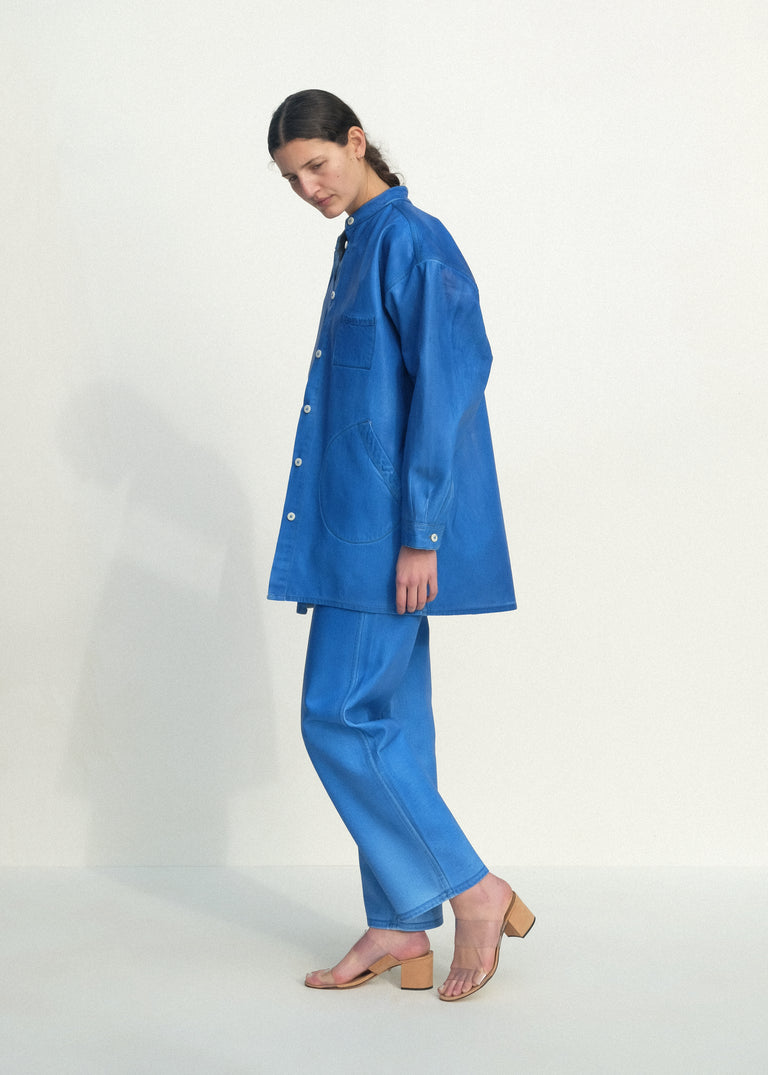 Band Collar Okuda Jacket - Electric Blue Lacquer - Jesse Kamm