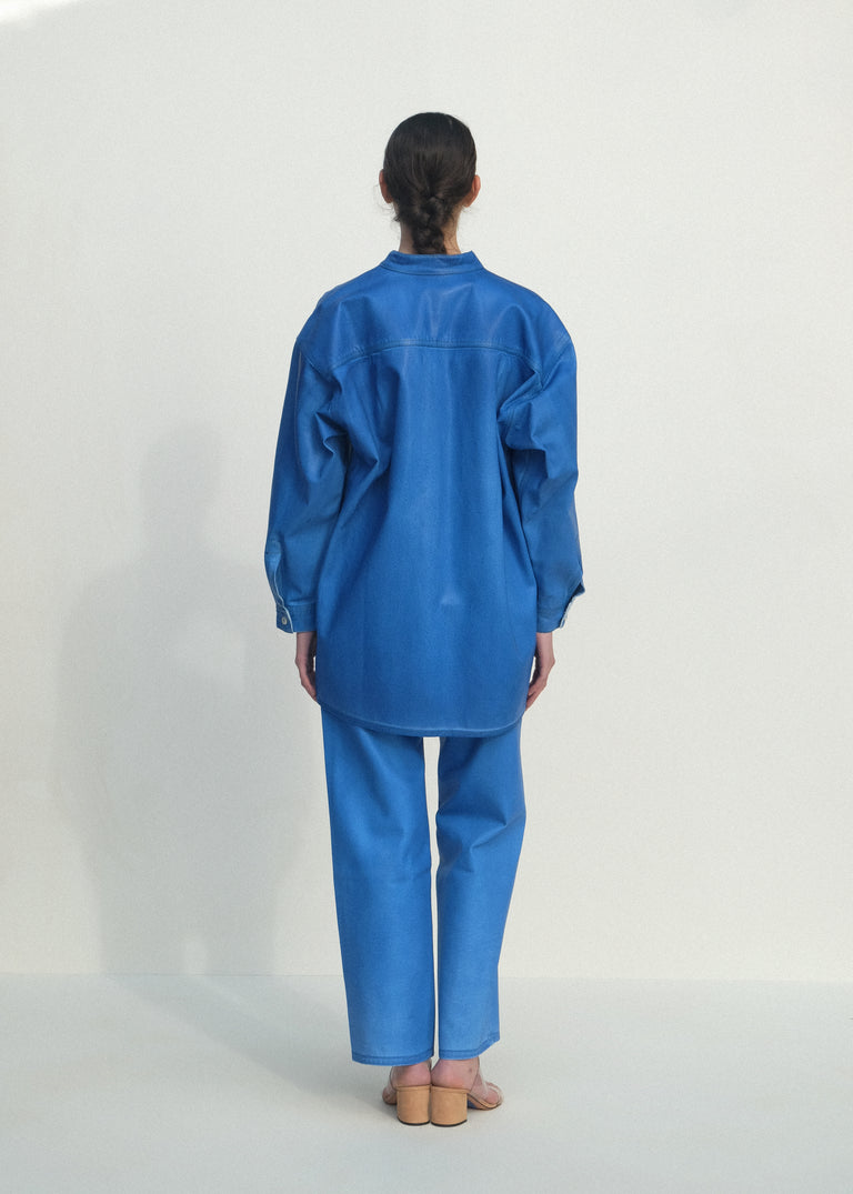 Band Collar Okuda Jacket - Electric Blue Lacquer - Jesse Kamm