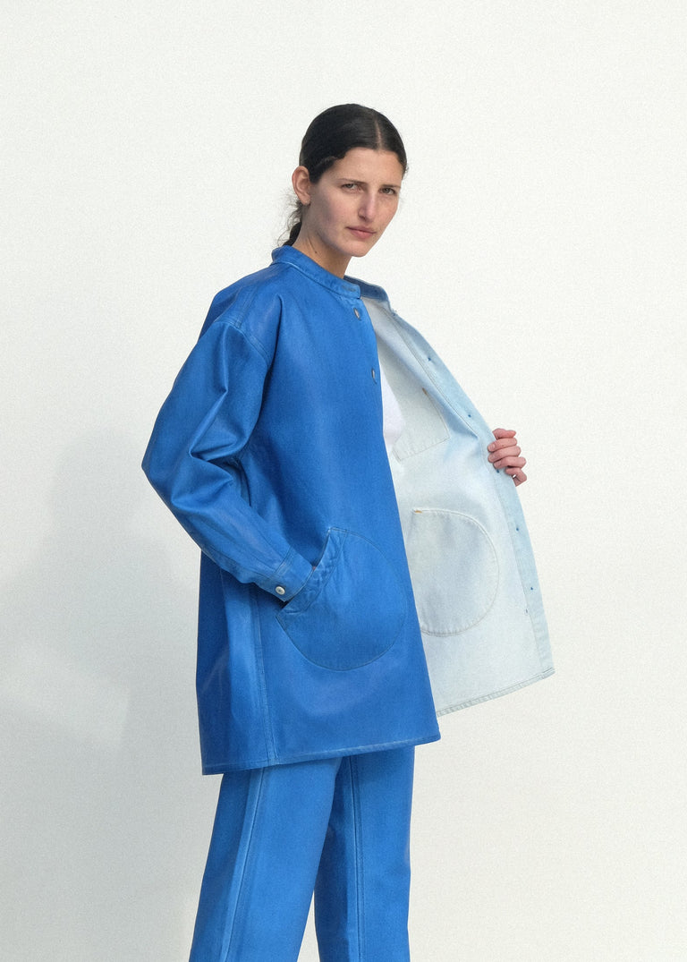 Band Collar Okuda Jacket - Electric Blue Lacquer - Jesse Kamm