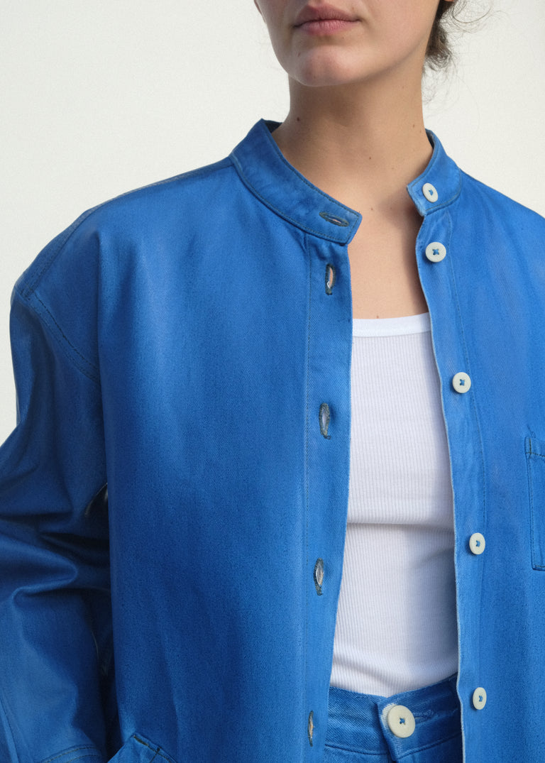 Band Collar Okuda Jacket - Electric Blue Lacquer - Jesse Kamm