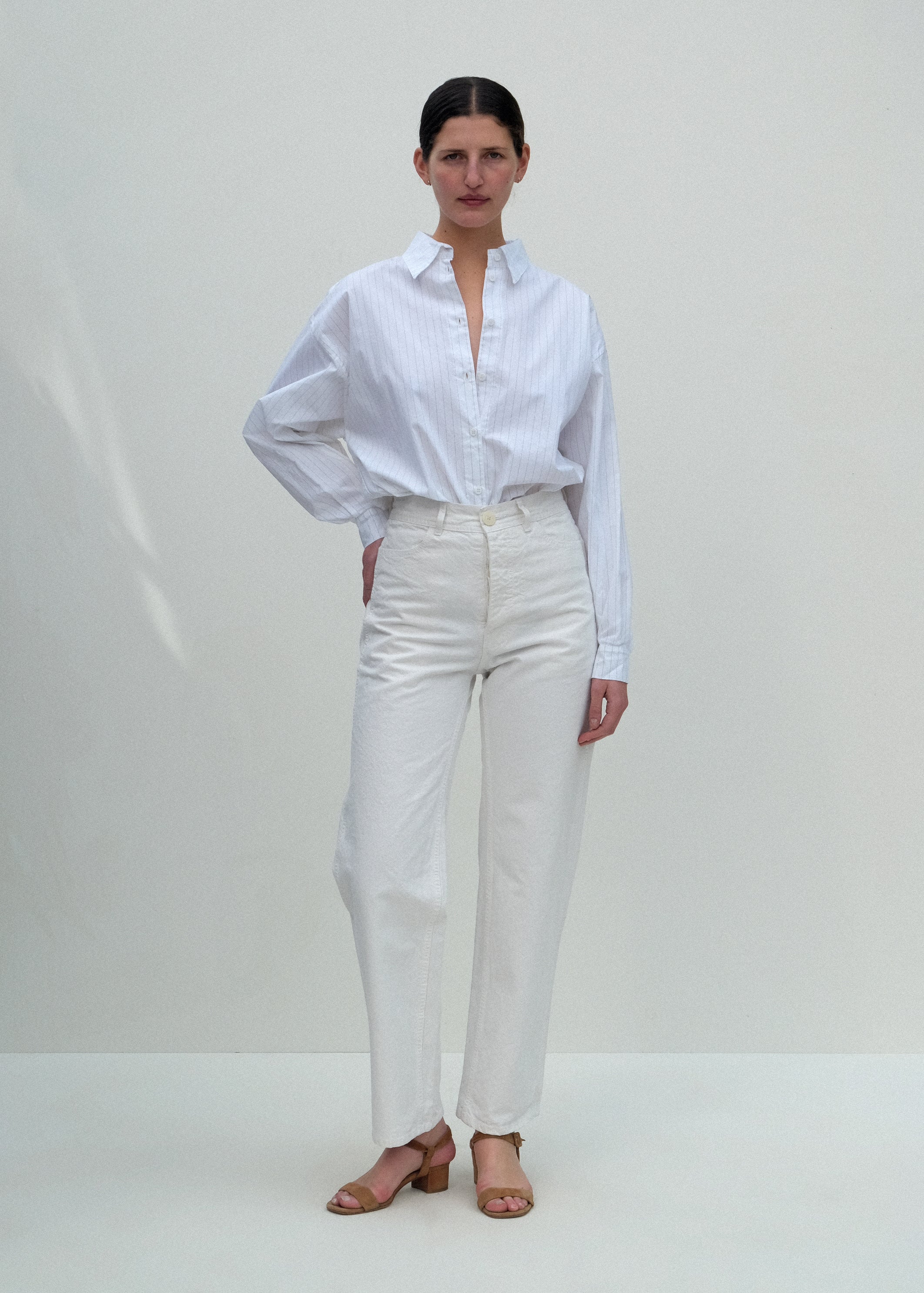 Alberta Shirt - Fine Grey Pinstripe - Jesse Kamm