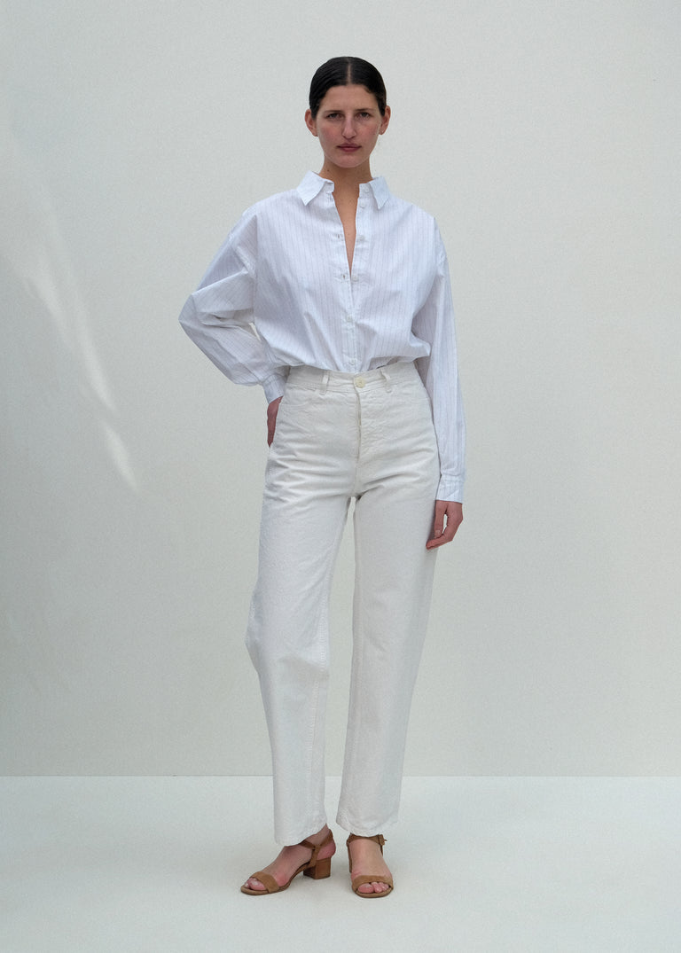 Alberta Shirt - Fine Grey Pinstripe - Jesse Kamm