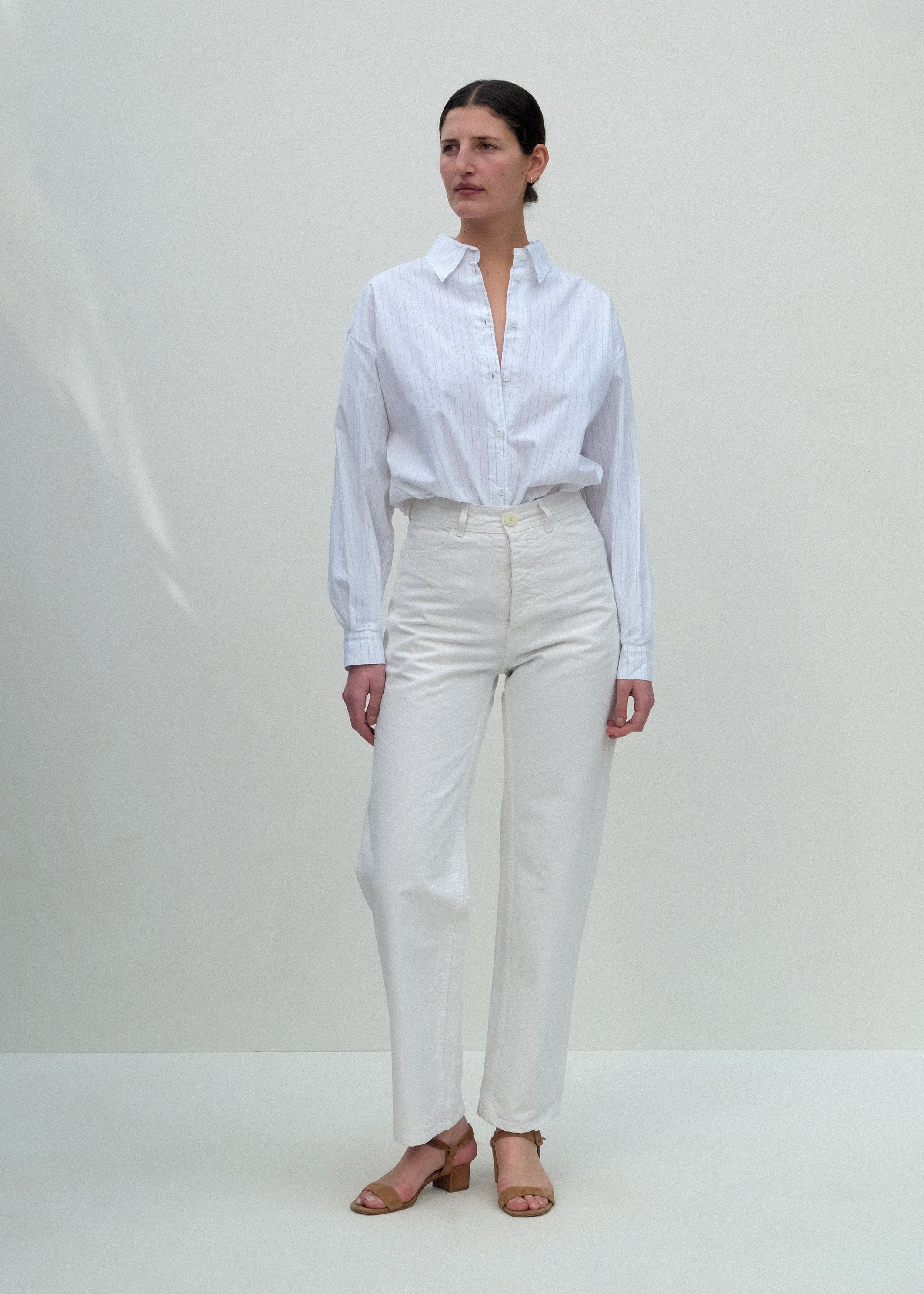 Alberta Shirt - Fine Grey Pinstripe - Jesse Kamm