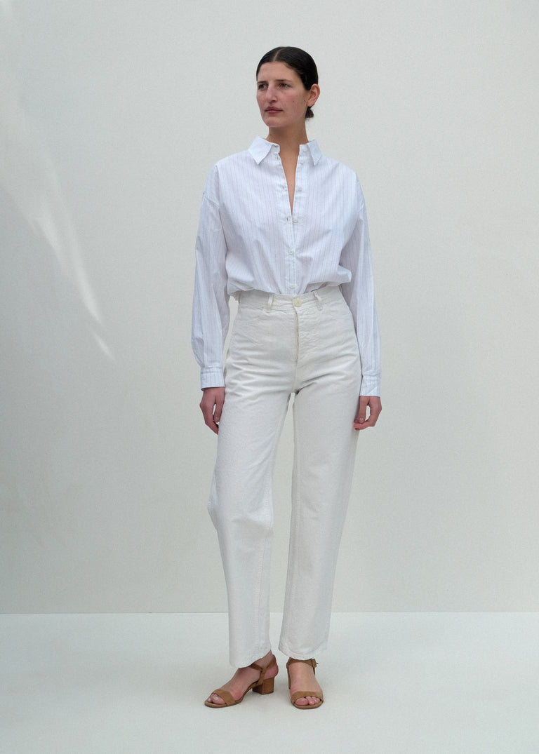 Alberta Shirt - Fine Grey Pinstripe - Jesse Kamm