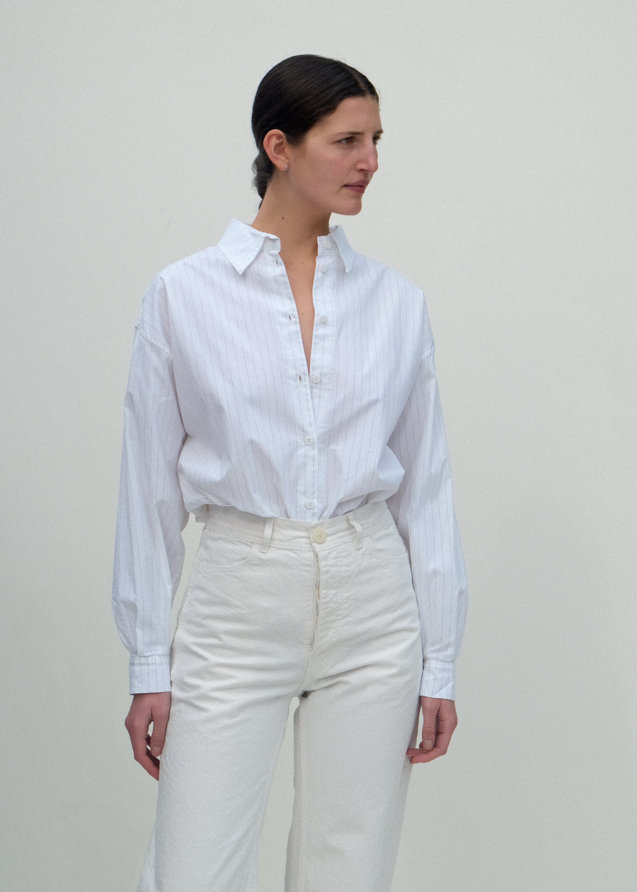 Alberta Shirt - Fine Grey Pinstripe - Jesse Kamm