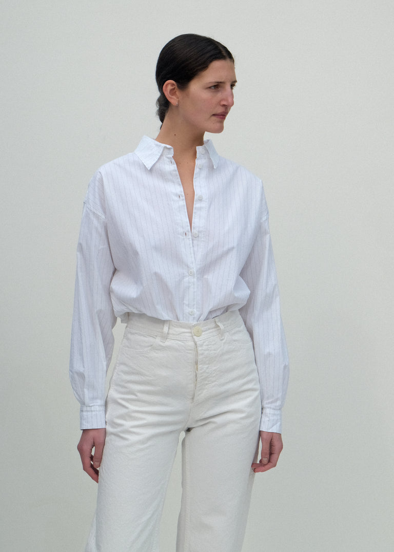 Alberta Shirt - Fine Grey Pinstripe - Jesse Kamm