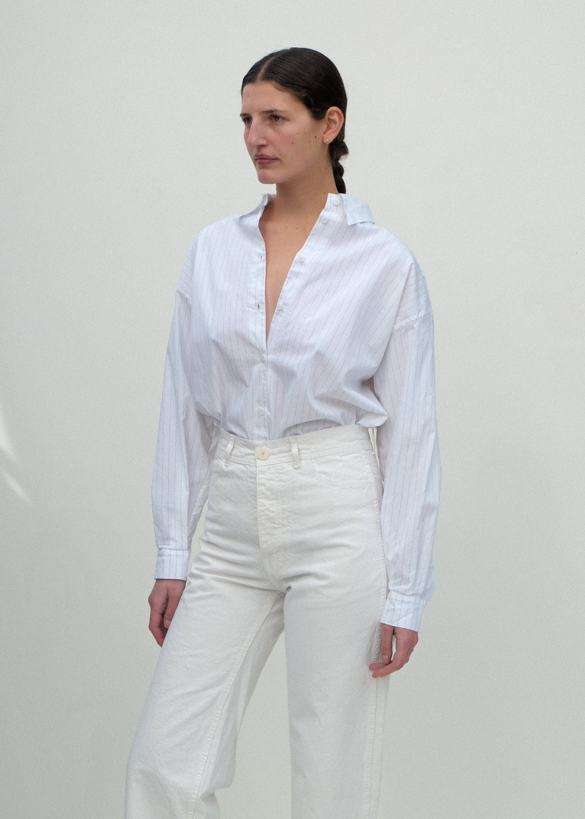 Alberta Shirt - Fine Grey Pinstripe - Jesse Kamm