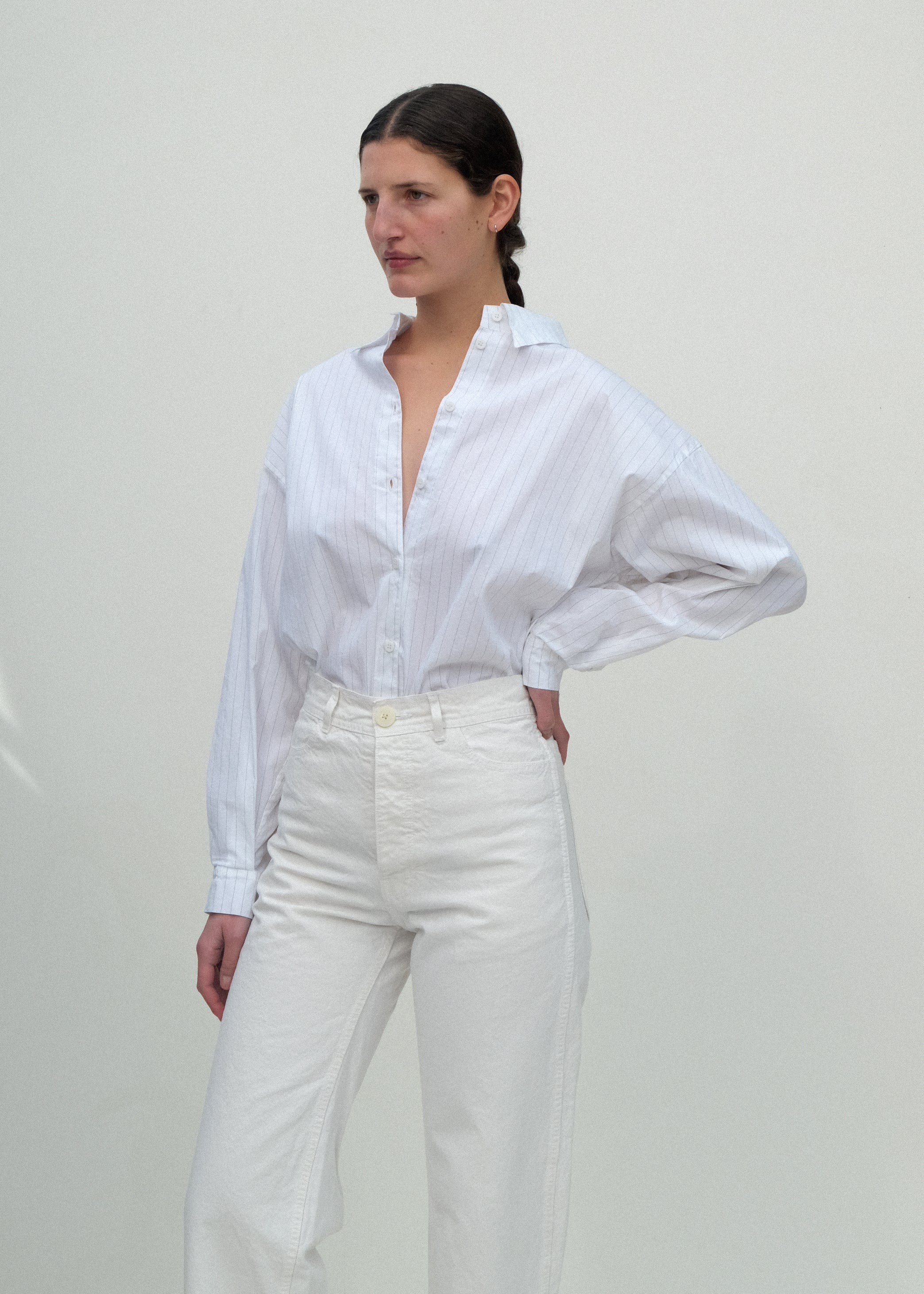 Alberta Shirt - Fine Grey Pinstripe - Jesse Kamm