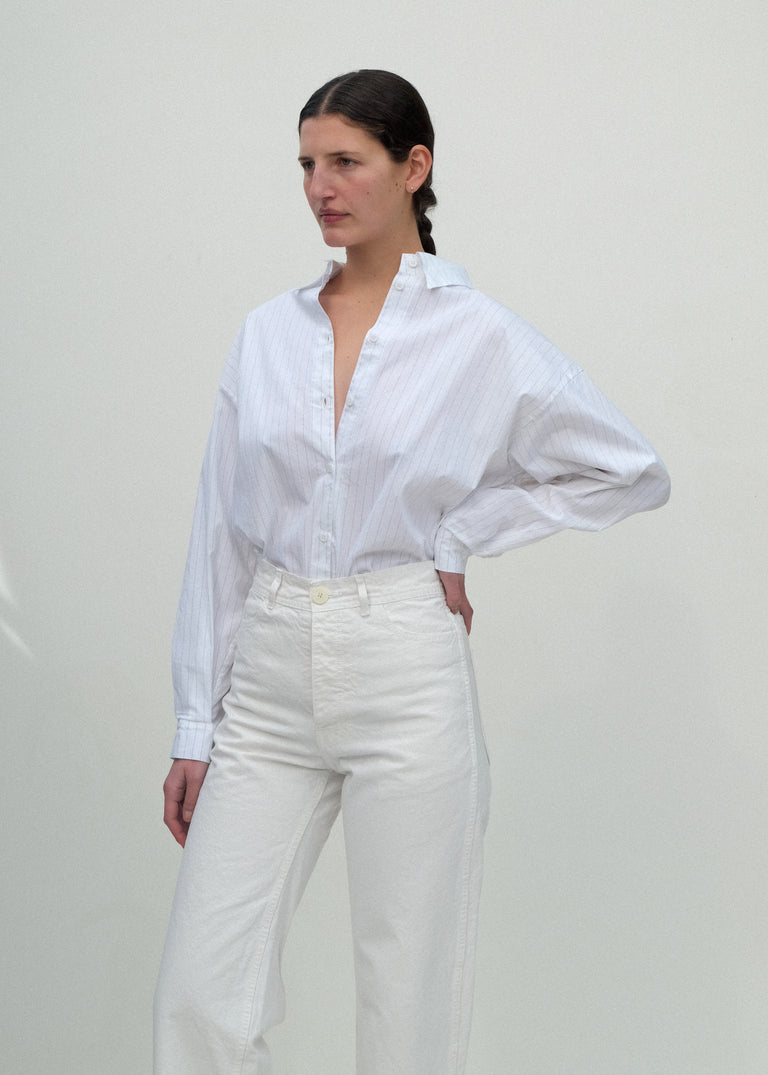 Alberta Shirt - Fine Grey Pinstripe - Jesse Kamm