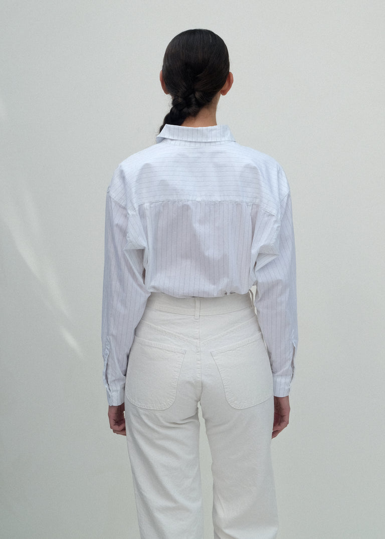 Alberta Shirt - Fine Grey Pinstripe - Jesse Kamm