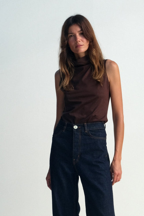 Sleeveless Turtleneck - Raisin - Jesse Kamm
