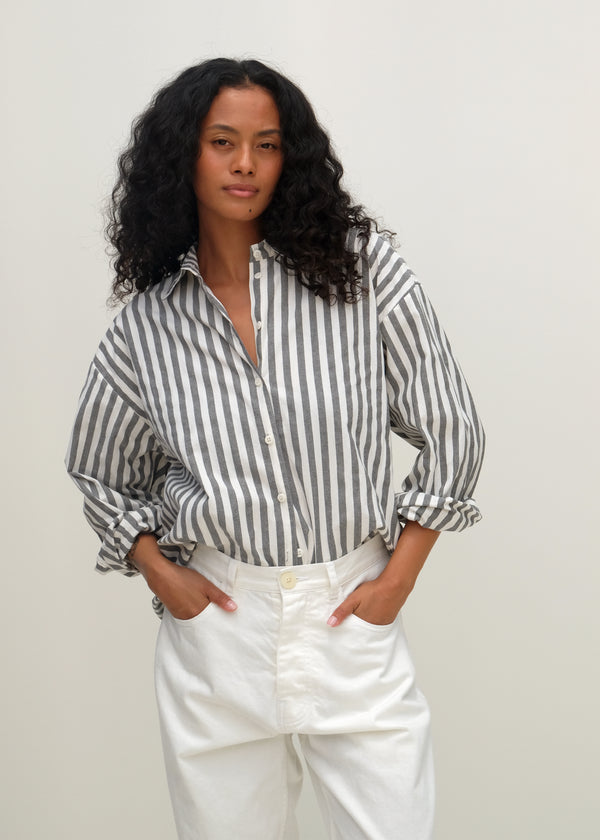 Alberta Shirt - Slate Bold Stripe